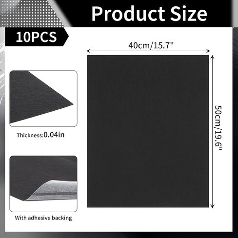 WILLBOND 20 Pcs Self-Adhesive Disposable Car Floor Mats, 15.7"x19.6" Black Felt with Adhesive Backing, 1mm Thick, Universal Match Floor Protectors for Car Detailing, Wash, SUV & Truck Detailing in Saudi Arabia
