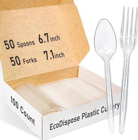 100 Count Count Plastic Silverware و Heaft Dicky 50 Forks و 50 ملاعق قابلة للتخلص من أدوات أدوات أدوات أدوات مائدة لمستلزمات الحفلات in Saudi Arabia