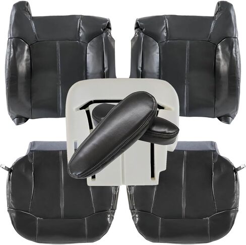 NLQR Front Driver and Passenger Bottom and Top Seat Covers & Driver Bottom Seat Foam Cushion & 2Pcs Seat Armrest Covers Compatible with Chevy Silverado Tahoe Suburban GMC Sierra 1999-2002 in Saudi Arabia