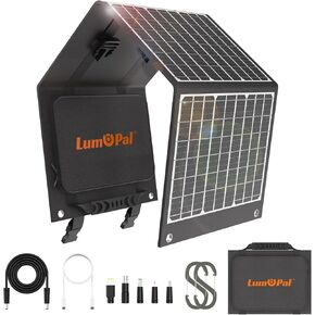 لوحة شمسية محمولة، LUMOPAL 40W شاحن شمسي قابل للطي مع USB-C PD 40W، 5V USB-A QC3.0، منافذ DC18-20V للسفر والتخييم وحقيبة الظهر المتوافقة مع محطة طاقة الهاتف iPad in Kuwait