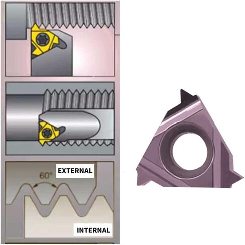 zouzmin Lathe Threading Inserts 11ER AG60 + 11IR AG60 Carbide Inserts for External Thread/Internal Thread Turning Tool Holders for for Stainless Steel and Iron,20pcs… in Saudi Arabia