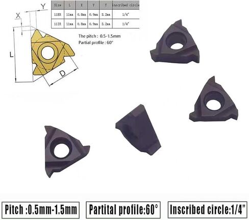 zouzmin Lathe Threading Inserts 11ER AG60 + 11IR AG60 Carbide Inserts for External Thread/Internal Thread Turning Tool Holders for for Stainless Steel and Iron,20pcs… in Saudi Arabia