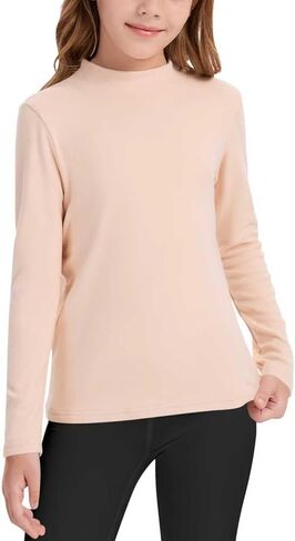 QBK Girls' Mock Turtleneck Basic Long Sleeve Shirt Casual Tee Tops for Toddler Kids (2t-12Years) in Saudi Arabia