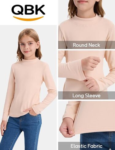 QBK Girls' Mock Turtleneck Basic Long Sleeve Shirt Casual Tee Tops for Toddler Kids (2t-12Years) in Saudi Arabia