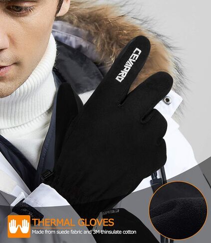 Cevapro Winter Thermal Gloves for Men Women, -20℉ Anti-Slip Waterproof Deerskin Suede Insulated Touchscreen Gloves. in Saudi Arabia