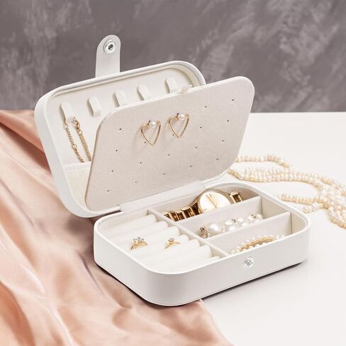 Travel Jewelry Box - Portable and Multi-Function Jewelry Organizer for Women, Compact Small Travel Case for Necklaces, Rings, Bracelets, and Earrings -Cherry Pink in Saudi Arabia