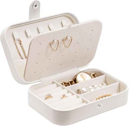 Travel Jewelry Box - Portable and Multi-Function Jewelry Organizer for Women, Compact Small Travel Case for Necklaces, Rings, Bracelets, and Earrings -Cherry Pink in Saudi Arabia