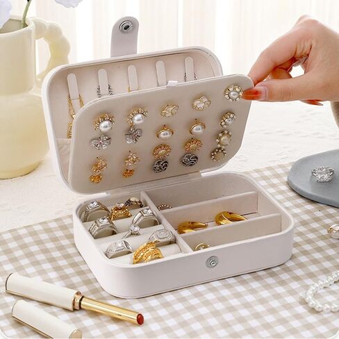 Travel Jewelry Box - Portable and Multi-Function Jewelry Organizer for Women, Compact Small Travel Case for Necklaces, Rings, Bracelets, and Earrings -Cherry Pink in Saudi Arabia