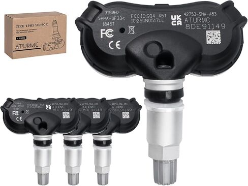 مجموعة من 4 مستشعر مراقبة ضغط الإطارات TPMS 315 ميجاهرتز متوافق مع Toyota 2020-2021 4 Speedmasters 2019-2021 Corolla OEM-Replaces# 4260712040 in Kuwait