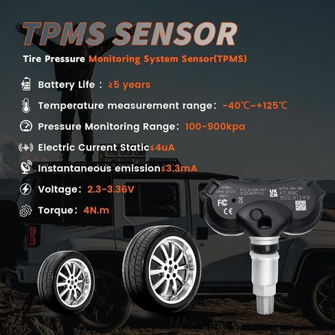 مجموعة من 4 مستشعر مراقبة ضغط الإطارات TPMS 315 ميجاهرتز متوافق مع Toyota 2020-2021 4 Speedmasters 2019-2021 Corolla OEM-Replaces# 4260712040 in Kuwait