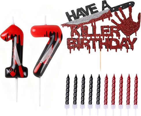 Have A Killer Birthday Number Candles for Cake, Candles for Halloween Birthday Party Decoration, Glitter Killer Birthday Cake Topper for Vampire, Horror Themed Birthday Party Cake(Number 13 & 31) in Saudi Arabia