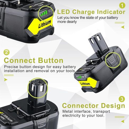 VANTTECH 18V 7.0Ah P108 Lithium Battery Replacement for Ryobi 18V Battery P104 P108 P102 P103 P105 P107 P109 P122 BPL-1815 with LED Indicator Compatible with Ryobi 18V Cordless Power Tools in Saudi Arabia
