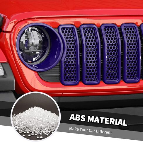 9PCS Headlight Cover & Front Grill Mesh Inserts Compatible with Jeep Wrangler JL JLU 2024-2025, NOT FIT JL Sport/Sport S (Blue) in Saudi Arabia