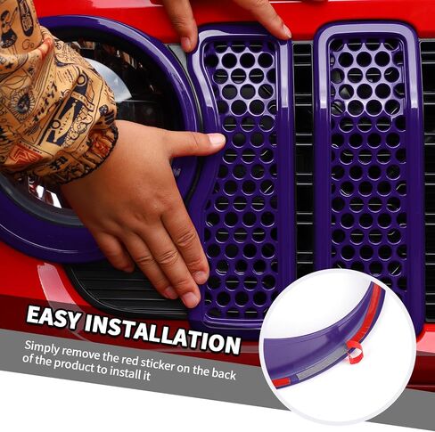 9PCS Headlight Cover & Front Grill Mesh Inserts Compatible with Jeep Wrangler JL JLU 2024-2025, NOT FIT JL Sport/Sport S (Blue) in Saudi Arabia