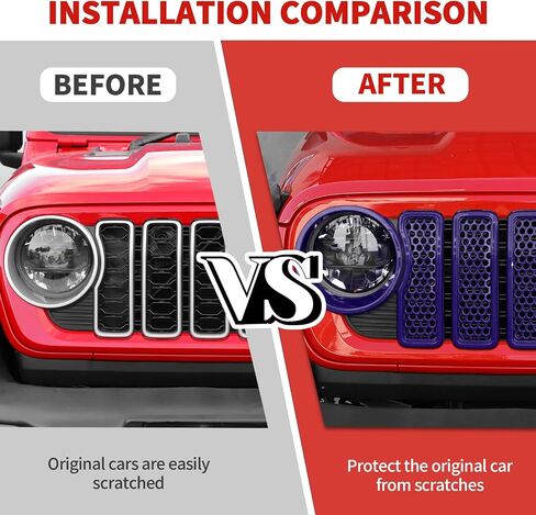 9PCS Headlight Cover & Front Grill Mesh Inserts Compatible with Jeep Wrangler JL JLU 2024-2025, NOT FIT JL Sport/Sport S (Blue) in Saudi Arabia