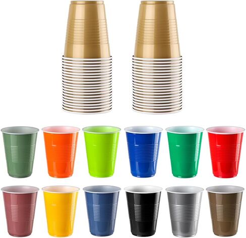 100 Pack Disposable Plastic Cups, Jade Green Disposable Cups, 12 Ounce Plastic Party Cups, Strong and Sturdy Disposable Cups for Party, Wedding, Christmas, Halloween Party Cup,(Jade, 12OZ) in Saudi Arabia