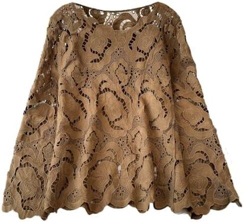Long Batwing Sleeve Cape Tops for Women Hook Flowers Hollow Dressy Party Blouses Lace Tops in Saudi Arabia