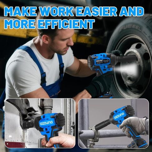 AZZUNO Cordless Impact Wrench 1/2 inch 627 Ft-lbs High Torque Brushless Electric Impact with 2x4Ah Batteries, Fast Charger, 4 Sockets & Case, Power Impact Driver for Home Car Truck Tire in Saudi Arabia