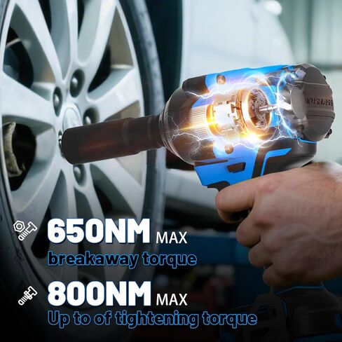 AZZUNO Cordless Impact Wrench 1/2 inch 627 Ft-lbs High Torque Brushless Electric Impact with 2x4Ah Batteries, Fast Charger, 4 Sockets & Case, Power Impact Driver for Home Car Truck Tire in Saudi Arabia