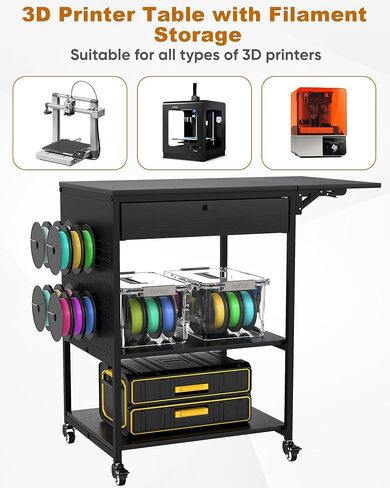 Baoz 3D الطابعة حامل مع تخزين خيوط ، مكتب طابعة ثلاثية الأبعاد ذات 3 مستويات مع عجلات ، شريط كهربائي مدمج ، جدول طابعات شاقة لل PLA/ABS/PETG/TPU ، عربة الطابعة للاستوديوهات ، المكتب ، ورشة العمل in Kuwait
