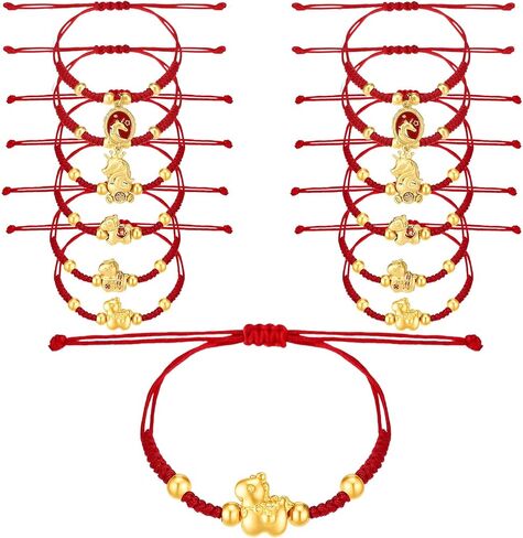 Tondiamo 12 Pcs 2026 Chinese Year of the Horse Adjustable Red String Bracelet Chinese Zodiac Bracelet Handmade Braid Horse Charms for Women Spring Festival New Year Jewelry Gift in Saudi Arabia