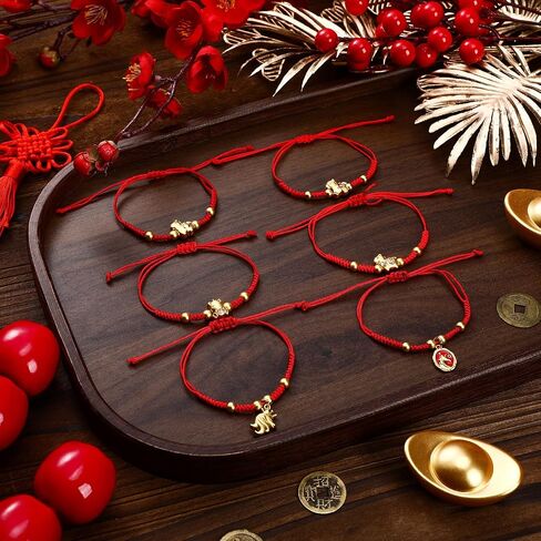 Tondiamo 12 Pcs 2026 Chinese Year of the Horse Adjustable Red String Bracelet Chinese Zodiac Bracelet Handmade Braid Horse Charms for Women Spring Festival New Year Jewelry Gift in Saudi Arabia