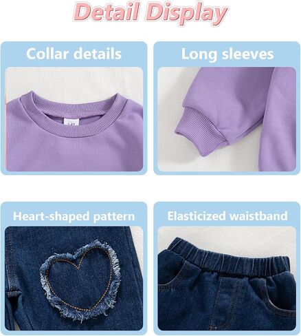 Mioglrie Little Girl Clothes Kids Toddler Fall Outfits 3T 4T 5T Denim Jeans Girls Clothing Sets Size 6 7 8 Pants Set in Kuwait