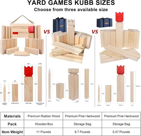 مجموعة لعبة Gothink Kubb Yard - ممتعة ، وألعاب عائلية تفاعلية للبالغين والأطفال ، وكتل متينة مع حقيبة سفر ، مثالية لأفراد الخلفية ، العشب ، والشاطئ in Kuwait