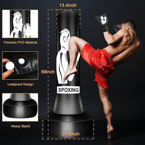 Freestanding 70" Heavy Punching Bag – Boxing Bag for Training, Kickboxing, MMA, Fitness – Great for Adults & Teen Beginners in Kuwait