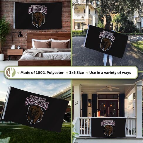 Desert Cactus University of Montana UM Flag - 3 × 5 أقدام لافتة Grizzlies ، نسيج متين داخلي/خارجي ، تصميم البوليستر بنسبة 100 ٪ (النمط 1) in Kuwait