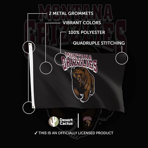 Desert Cactus University of Montana UM Flag - 3 × 5 أقدام لافتة Grizzlies ، نسيج متين داخلي/خارجي ، تصميم البوليستر بنسبة 100 ٪ (النمط 1) in Kuwait