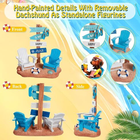 Beach Chair Resin Figurine 7x7 Inch Nautical Summer Decor with Adirondack Chairs and Sign Blue Beach House Tabletop Decoration for End Table Mantle or Housewarming Gift(Coastal) in Saudi Arabia