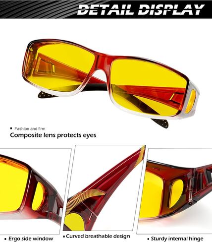 NSSIW Night-Vision-Glasses Women Mens Over-the-Glasses: Wrap-Around Anti Glare Polarized Night Vision Glasses for Driving in Saudi Arabia