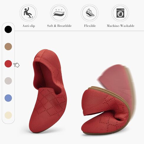 Puxowe Women's Ballet Flats Slip -On Slip -on With Low Lowdge - أحذية مريحة لأصابع القدمين للمشي واللباس والملابس غير الرسمية in Kuwait