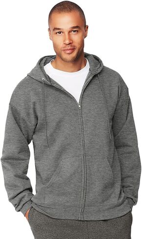 Hanes Men's Ultimate Cotton Heavyweight Full Zip Hoodie_Black_M in Saudi Arabia