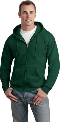 Hanes Men's Ultimate Cotton Heavyweight Full Zip Hoodie_Black_M in Saudi Arabia