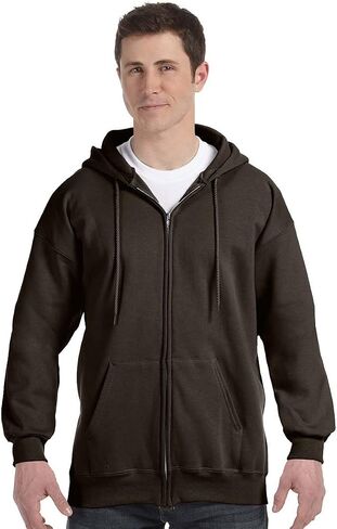 Hanes Men's Ultimate Cotton Heavyweight Full Zip Hoodie_Black_M in Saudi Arabia