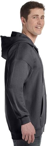 Hanes Men's Ultimate Cotton Heavyweight Full Zip Hoodie_Black_M in Saudi Arabia