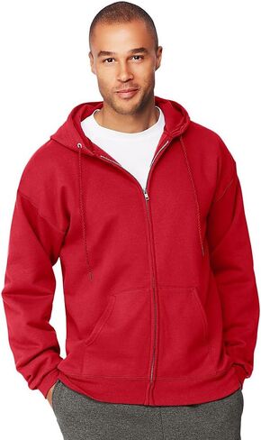 Hanes Men's Ultimate Cotton Heavyweight Full Zip Hoodie_Black_M in Saudi Arabia