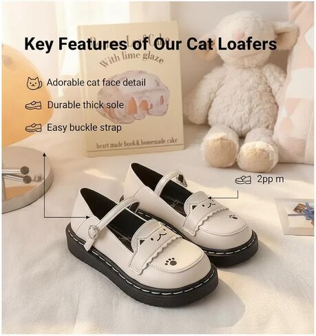 Kawaii Lolita Casual Mary Jane Shoes - Cute Adorable Cat Kitten Paw Flats | Japanese Sweet Soft Style for Everyday Wear in Saudi Arabia