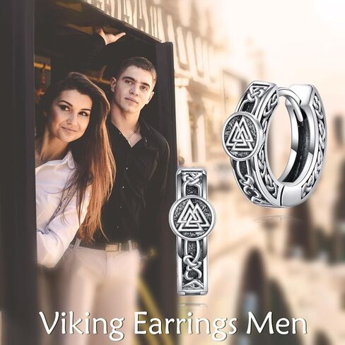 Raven Skull Earrings S925 Sterling Silver Viking Hoop Earrings Crow Dangle Earrings Raven Skull Viking Cool Unisex Jewelry For Men Women Gifts in Saudi Arabia