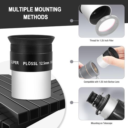 Astromania Telescope Eyepiece Set 1.25 Inch Super Plossl Eyepiece Set 6.3mm 15mm 26mm, 5 Element Fully Multi Coated Metal 52 Degree Apparent Field, Telescope Accessory Set for Astronomy Telescope in Saudi Arabia