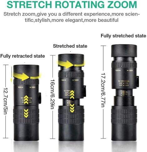 تلسكوبات أحادية، 4K 10-300X40mm تلسكوب أحادي تكبير تليفوتوغرافي فائق محمول في الهواء الطلق، تلسكوبات أحادية مقاومة للماء، عدسة تلسكوب عالية الدقة خفيفة الوزن عالية التركيز للطيور البالغة in Saudi Arabia