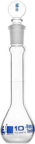 Volumetric Flask, 100ml - Class A, ASTM - Tolerance ±0.100 ml - Glass Stopper - Single, Blue Graduation - Eisco Labs in Kuwait