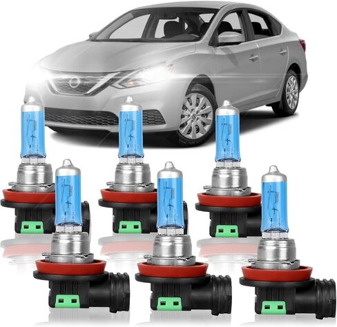 Fit for Nissan Rogue 2008-2014 High Performance Halogen Headlight Bulbs,9005 High Beam + H11 Low Beam Headlamp Replacement Bulbs Kit, Plug and Play,Pack of 4 in Saudi Arabia