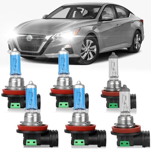 Fit for Nissan Rogue 2008-2014 High Performance Halogen Headlight Bulbs,9005 High Beam + H11 Low Beam Headlamp Replacement Bulbs Kit, Plug and Play,Pack of 4 in Saudi Arabia