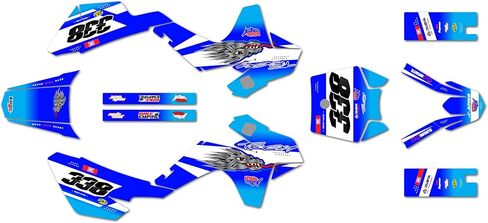 مجموعة رسومات لـ SSR SR70 وSR110 وSR125 (2021+) سلسلة BLITZ Smoke 09 Mil - مجموعة ملصقات رسومات السباق المخصصة للدراجة الترابية، بدون بلاستيك in Kuwait