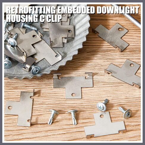 Dunzy 40 Pcs Recessed Light Clips Downlight Housing C Clips Retrofit for Downlight with Self Tapping Screws Metal for Retrofit Down Light, Silver in Saudi Arabia