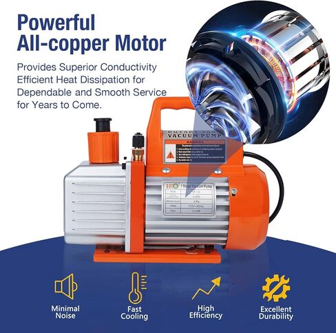 BACOENG 4 CFM 1/3 HP Sparkless Vacuum Pump, 110V Single Stage Rotary Vane HVAC Vacuum Pump for R32 R1234yf R134a R410a R22 AUTO AC Refrigerant Recharging in Saudi Arabia