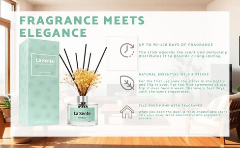 Reed Diffuser Set, Glass Bottle with Black Rattan Sticks, Dried White Flowers, 6.7fl oz, 200ml (Gardenia) in Saudi Arabia